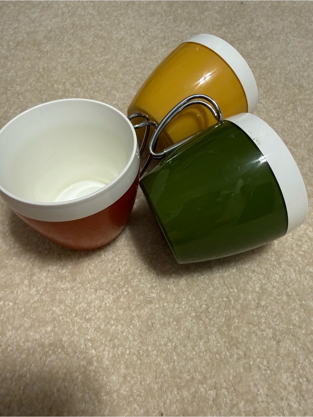 Vintage NFC Thermoserve Colorful Insulated Coffee Mugs - Green, Yellow, Orange